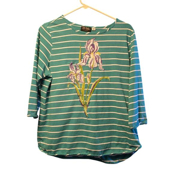 Bob Mackie Wearable Art Iris Floral Striped Shirt - Picture 1 of 6
